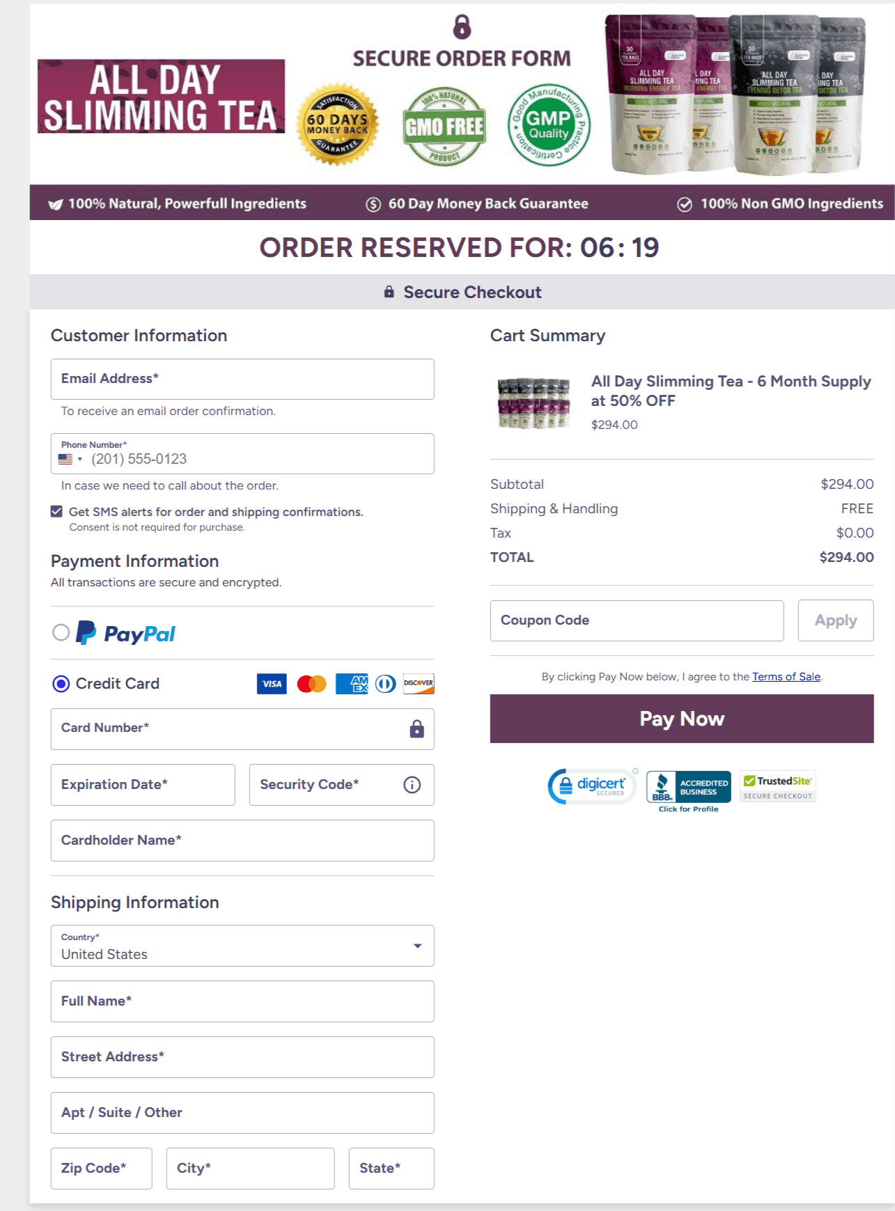 All slimming tea-order-page